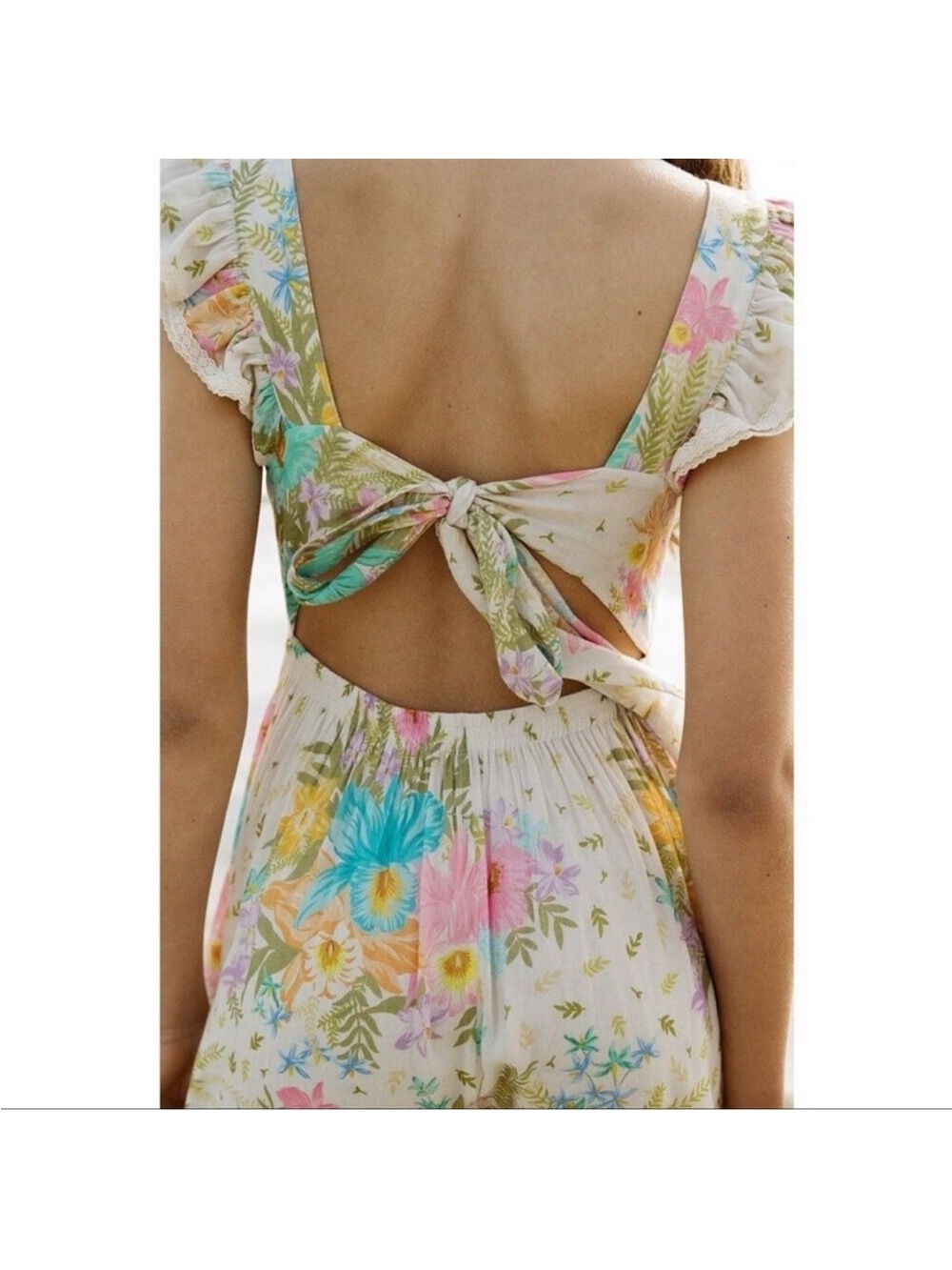 New SPELL Lei Lei Frill Gown - Cream Floral sz XL - Picture 3 of 15